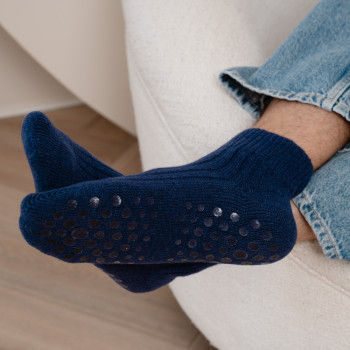 Skarpetki wełniane antypoślizgowe granatowe