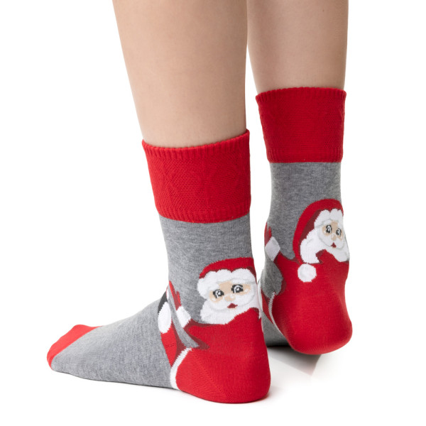 Skarpetki z Mikołajem szare