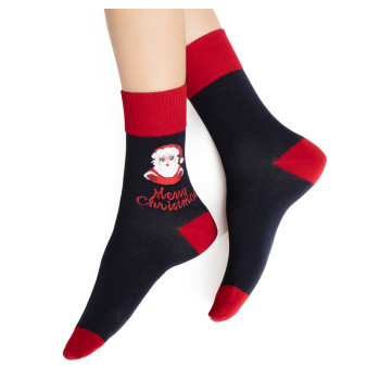 Skarpetki z Mikołajem granatowe