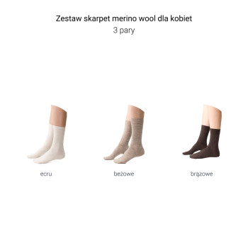 Zestaw skarpet z wełny merynosów 3-pak