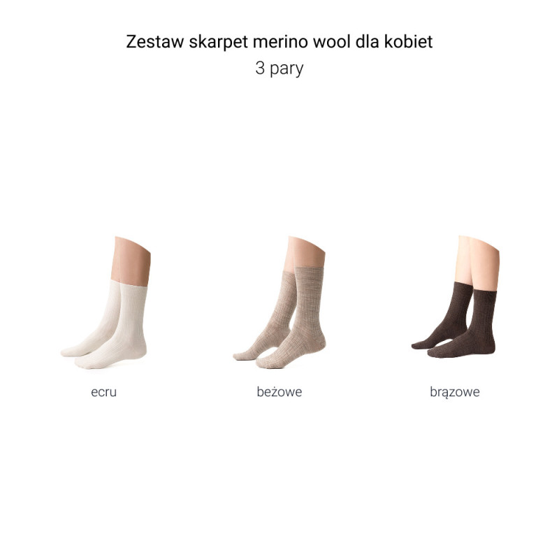 Zestaw prezentowy skarpet premium dla kobiet z wełny merynosów.