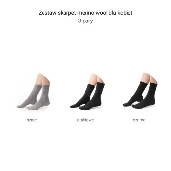 Zestaw skarpet z wełny merynosów 3-pak