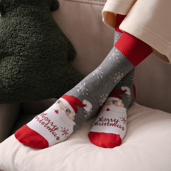 Skarpetki szare z Mikołajem