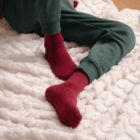 Skarpetki MERINO WOOL z wełny merynosów dla dzieci w kolorze BORDOWYM