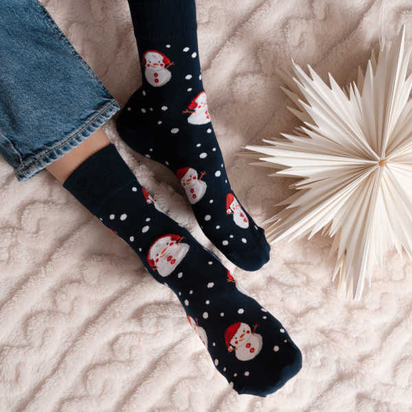 Skarpetki w bałwanki granatowe