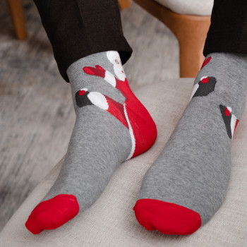 Skarpety z Mikołajem na pięcie szare