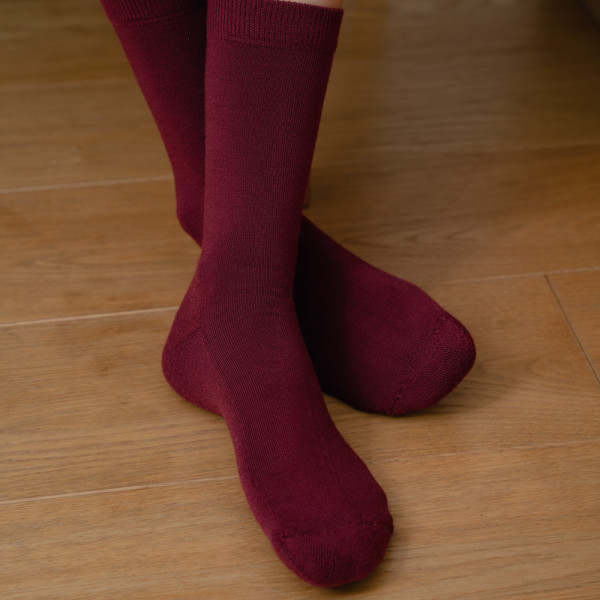 Skarpetki półfrotte merino wool bordowe
