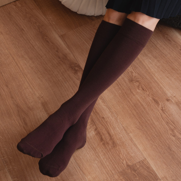 Podkolanówki bawełniane brązowe