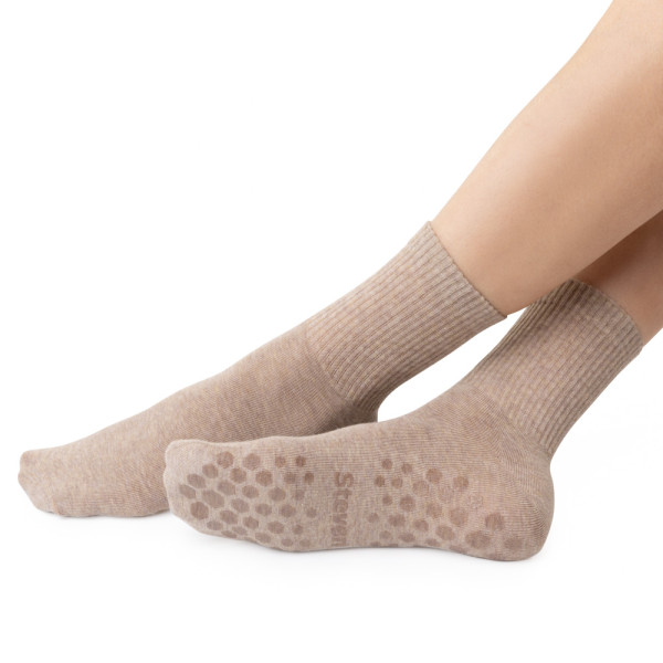 Skarpetki antypoślizgowe beżowe