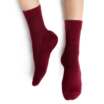 Skarpetki półfrotte z wełny merynosów bordowe