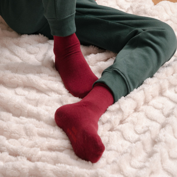 Skarpetki półfrotte z wełny merynosów bordowe
