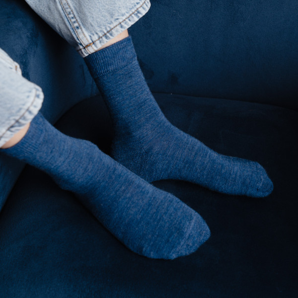 Skarpetki półfrotte z wełny merynosów jeans