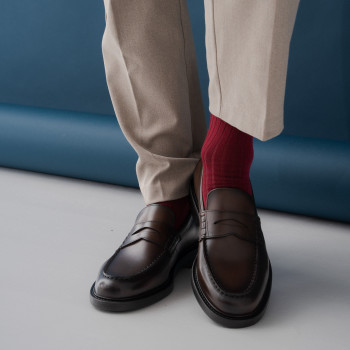 Skarpety bezuciskowe z wełny merynosów bordowe