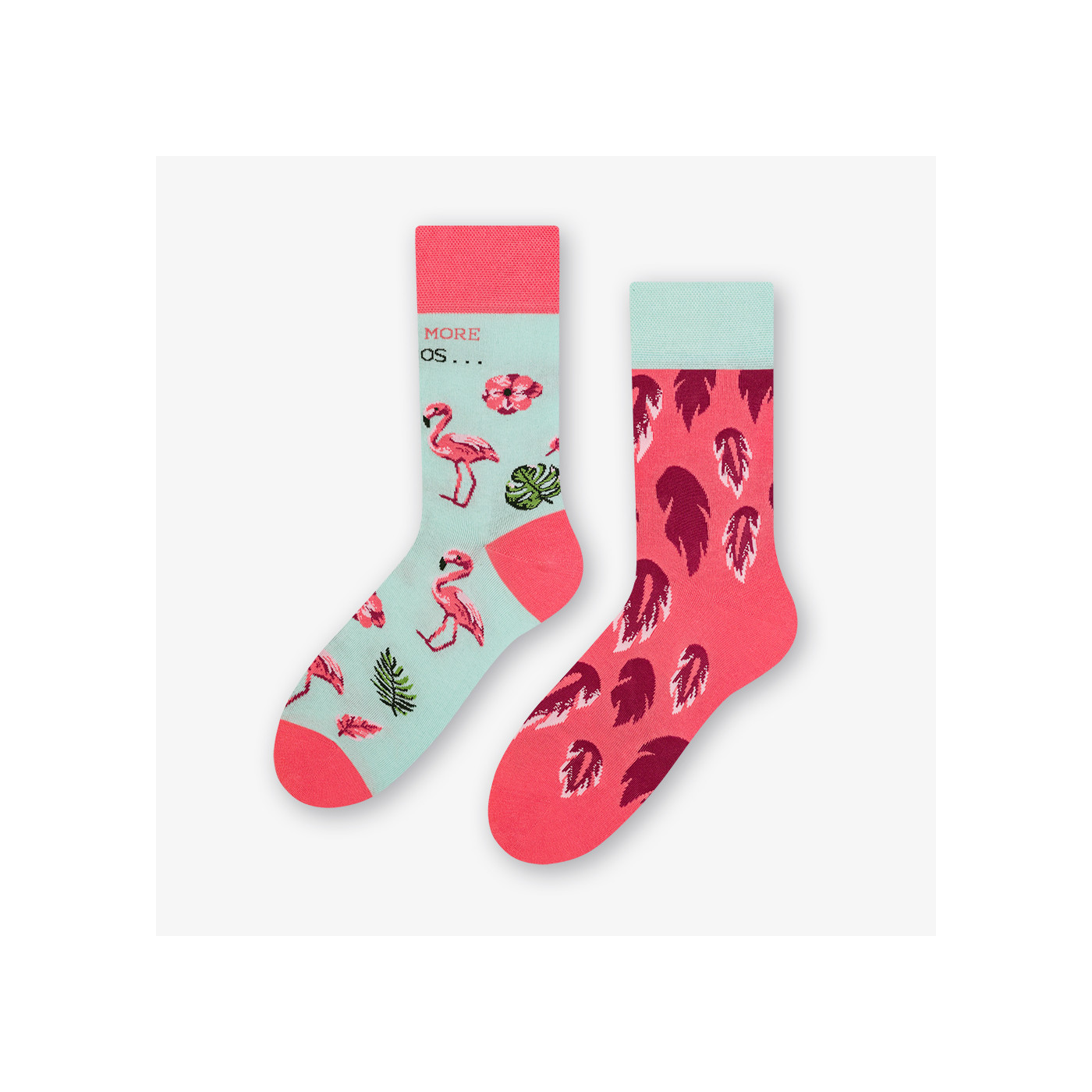 FLAMINGO LONG - kolorowe skarpetki miętowe