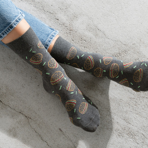 HAMBURGERS - kolorowe skarpetki szare