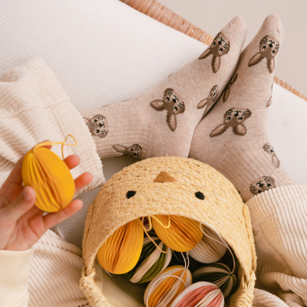 Skarpetki dla dzieci w zające beżowe