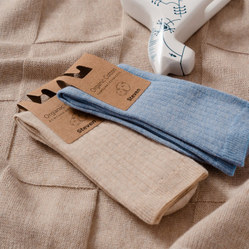 Skarpetki w prążki z bawełny organicznej melanż błękitne