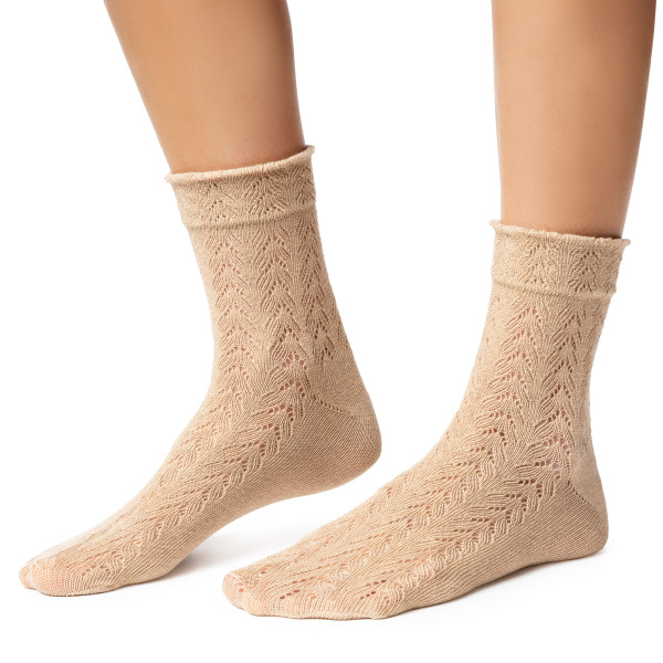 Skarpetki ażurowe beżowe