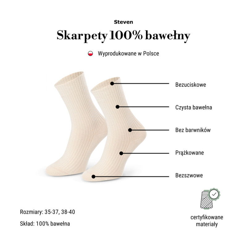 Skarpety z naturalnej bawełny 100 procent bez barwników bezuciskowe