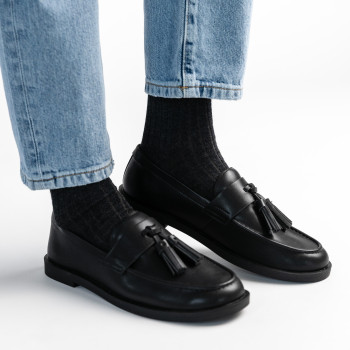 Skarpetki bezuciskowe z wełny merynosów grafitowe