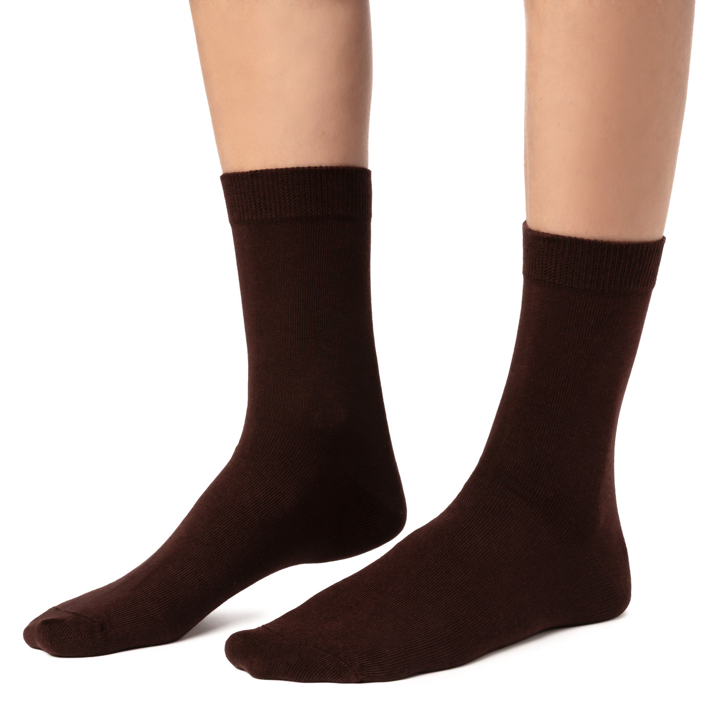 brązowe damskie skarpetki jednokolorowe