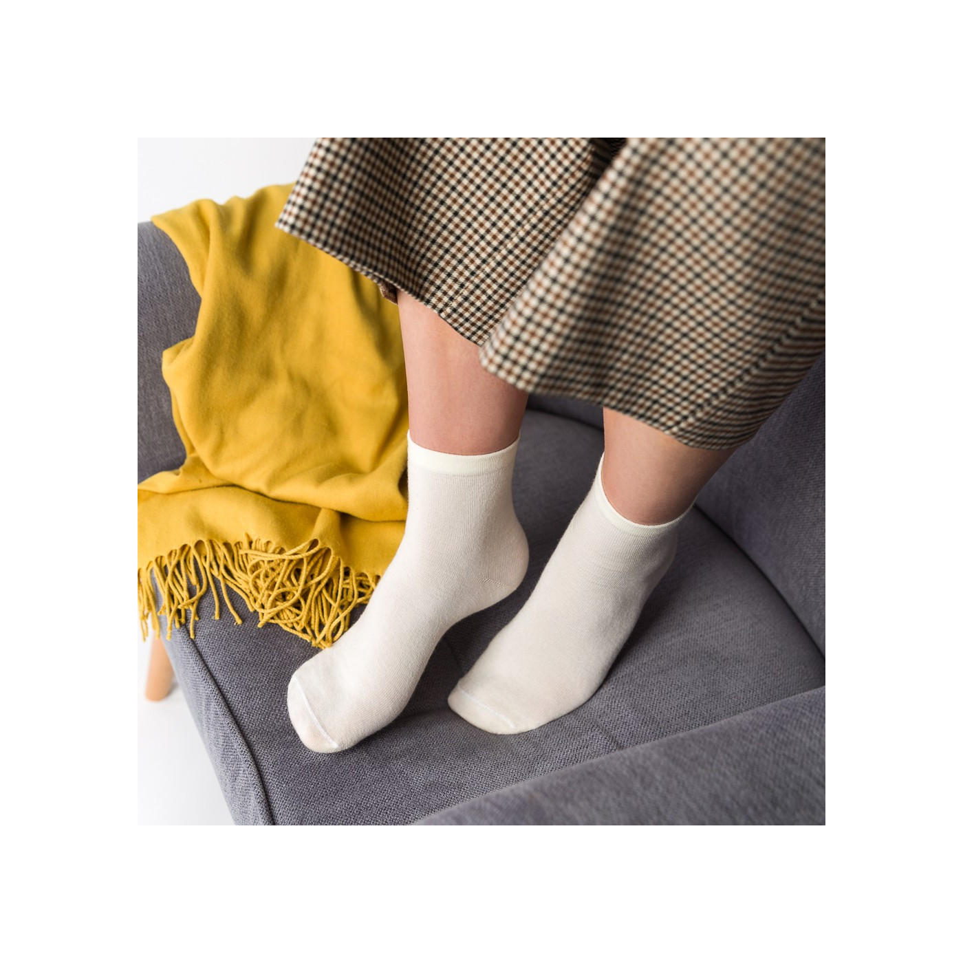Skarpetki MERINO WOOL z wełny merynosa dla kobiet i dziewczyn - ECRU -