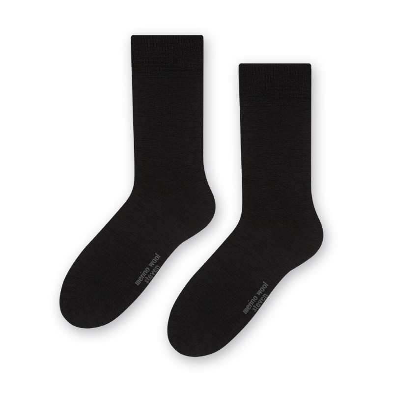 Eleganckie skarpety dla mężczyzn MERINO WOOL z wełny merynosów -CZARNE- Wełna Merino