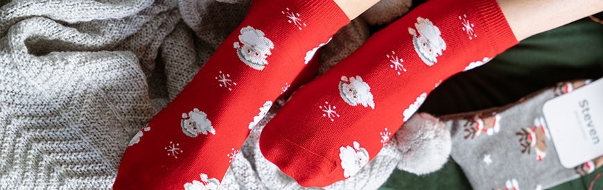 Stopki bawełniane damskie w świąteczne wzory, stopki damskie na prezent